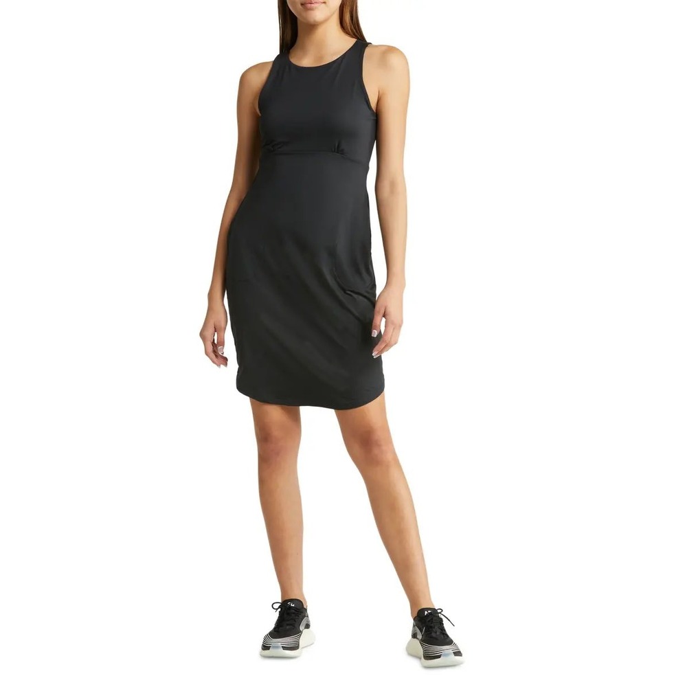 prAna Emerald Lake Sleeveless Dress with Pockets High/Low Hem Small Black NEW